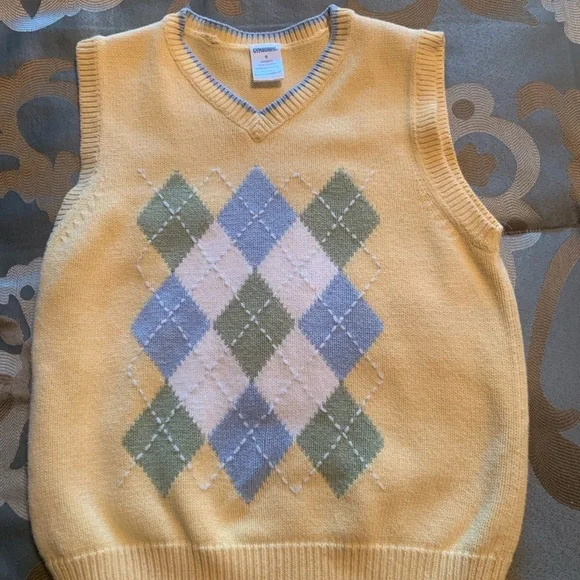 Vintage Gymboree TWO PIECE SET boy’s V-Neck Argyle Sweater Vest