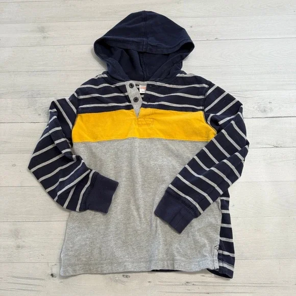 Gymboree kids navy blue grey yellow kids hooded‎ shirt size 8