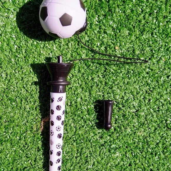 7in Pop Top Soccer Design Squeeze Ball Sports Ballpoint Black Ink Pen NIP