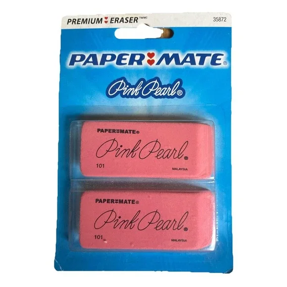 Vintage Paper Mate Pink Pearl Erasers 2 pc 2006 NEW