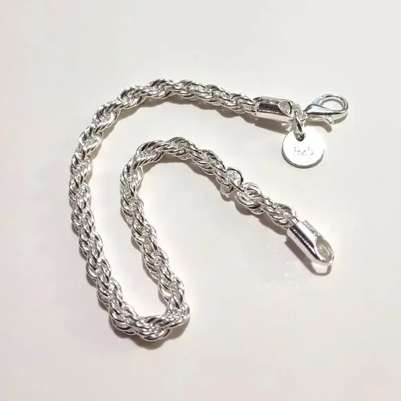 925 Silver Plated Bracelet Diamond Cut Jewelry Christmas Birthday Gift!!!