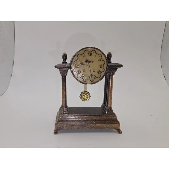 Vintage Novelty Mantle Clock Metal Pencil Sharpener