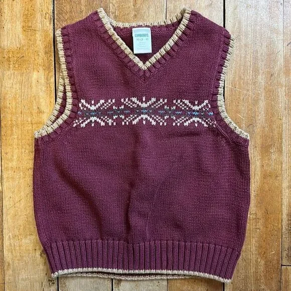 Gymboree sweater vest size 3 to 4 maroon vintage cotton knit Easter Spring