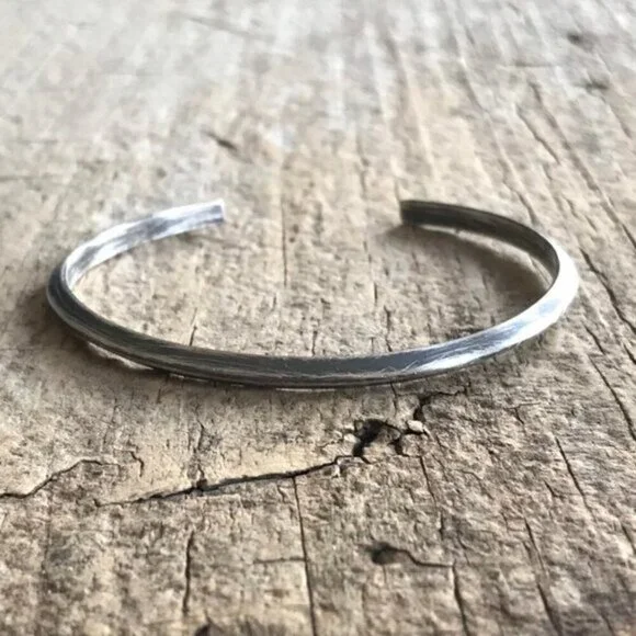 Sterling Silver Pyramid Open Cuff Bangle Bracelet