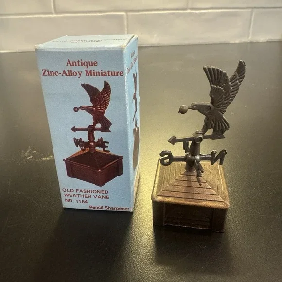 Vintage Die Cast Metal Pencil Sharpener Bird Weather Vane 1154