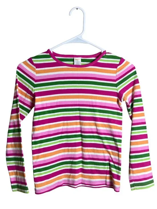 Vintage Gymboree Striped Long Sleeve Shirt Pink Green 8‎
