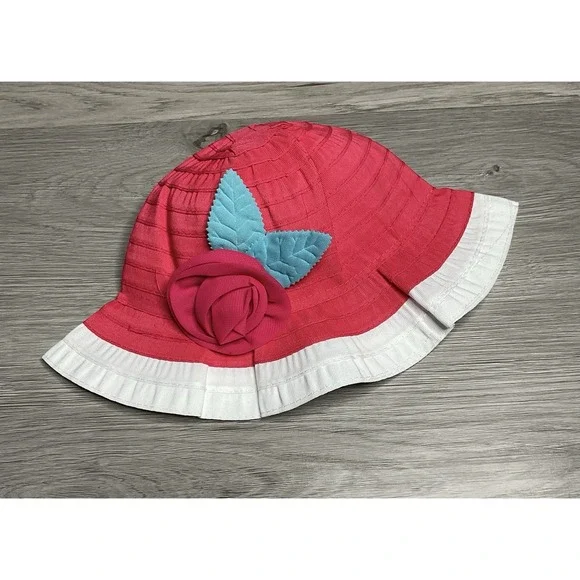 New Gymboree Infant Girl Coral Flower Ribbon Hat Size 12-24 months‎