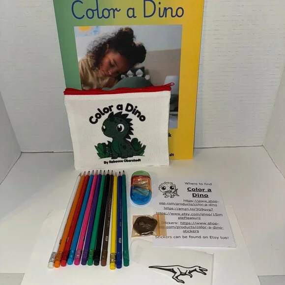Red Color a Dino Zippered Pencil Pouch