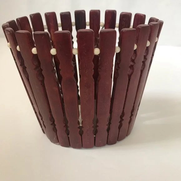 Wooden Basket Pen/Pencil Holder,  NWT
