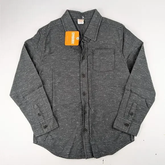Gymboree Gray Speckled Button Up Shirt Boys 7-8