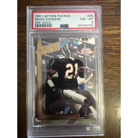 1991 Action Packed Football Deion Sander 24kt. Gold 2G PSA 8 Low Pop