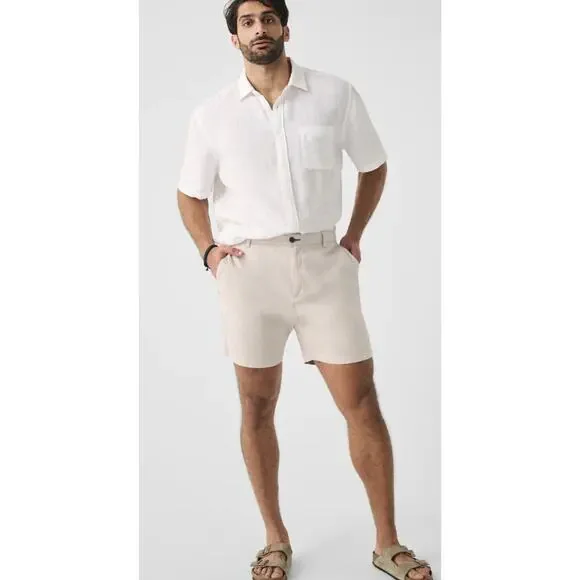 Faherty men 42 cream Tradewinds Relaxed Fit Linen Blend Shorts
