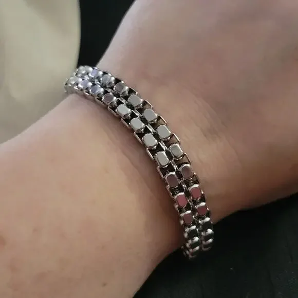 Men's stainless steel thick rounded box chain bracelet