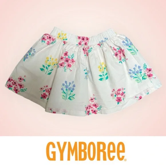 Gymboree White Circle Floral Print Skirt, Size 12-18‎ M, MSRP $36