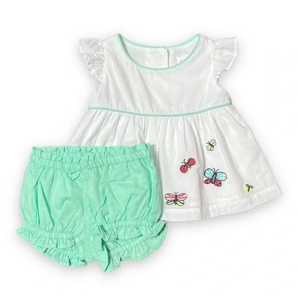 𝅺GYMBOREE Lakeside Stroll Butterfly Top & Bloomers 0-3‎ mo