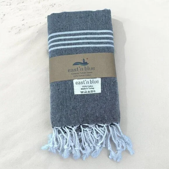 FOUTA Lina Peshtemal Beach Towel: Fume, Smoky Gray