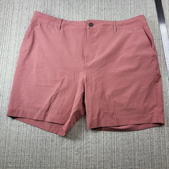 Faherty All Day Shorts Mens 38 Pink Chino Stretch Microfiber 8 Inseam Casual