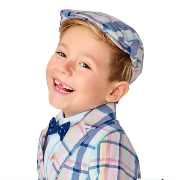 Gymboree Plaid Cap Kids 4T-5T Pastel Newsboy Hat Easter Kentucky Derby