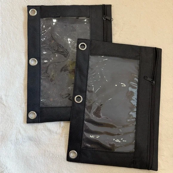 Black Zippered Binder Pouches