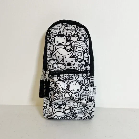 Yoobi x Marvel Superheroes Backpack Style Pencil Case Avengers Black White NWT