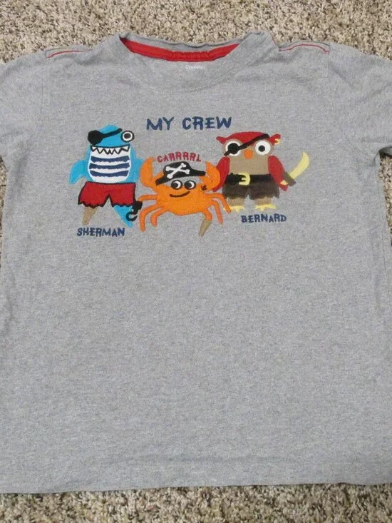 Gymboree Pullover T Shirt Toddler Boys Size 5T Gray Crab Short Sleeve Crew Tee