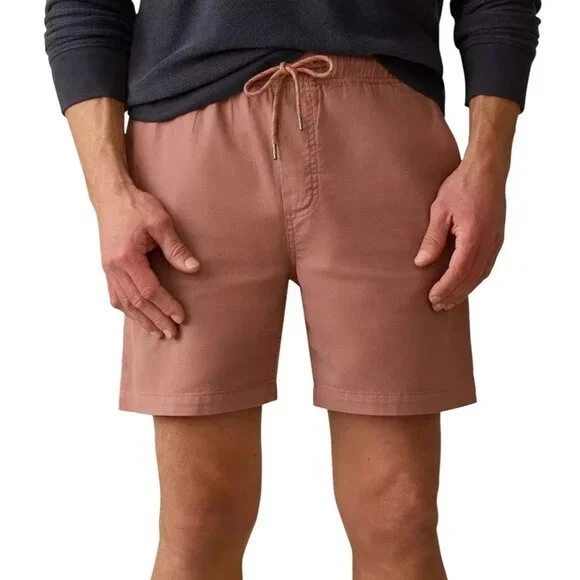 Faherty Men's Essential Drawstring Shorts Cedar Rose Size XL Organic Cotton
