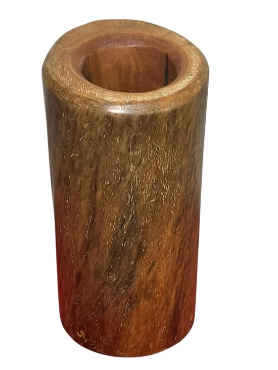 Handcrafted Signed Wooden Brush or Pen Holder – Rustic Artisan Piece (2010)