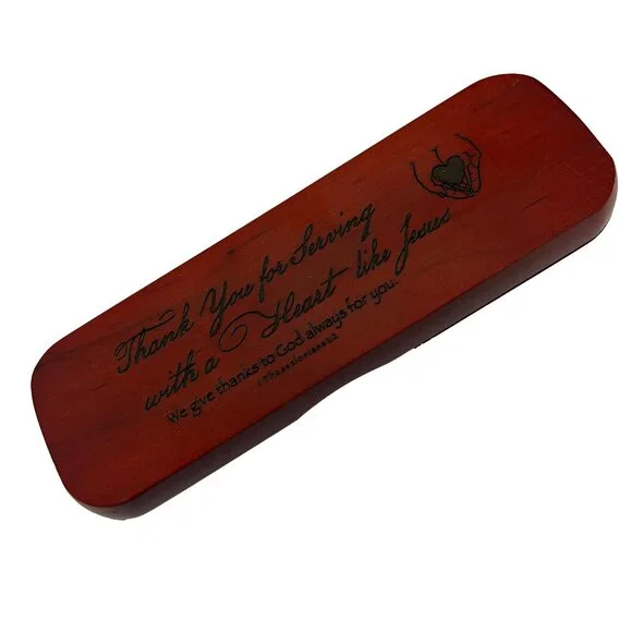Thank You For Serving Heart Like Jesus Rose Wood Box Ball Point Pen NEEDS INK