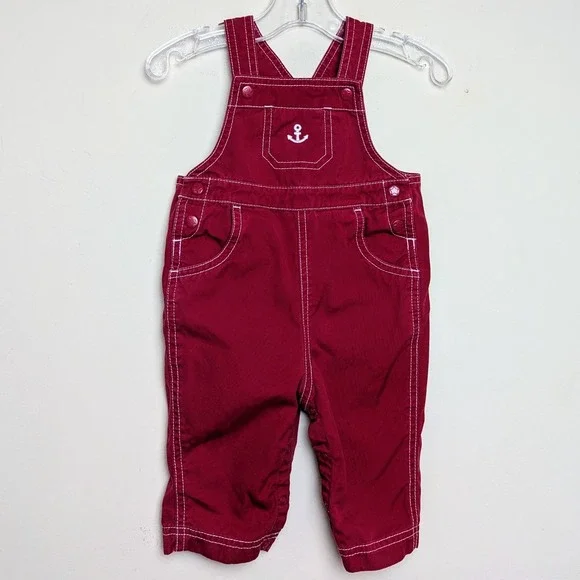 Vintage Gymboree Anchor Boat Nautical Red Bib Overalls 2002 Y2K 3-6 Months