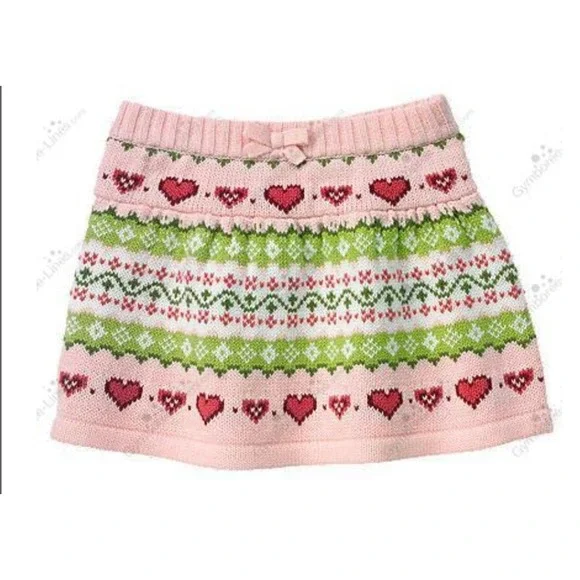 Gymboree Pink Knit Heart Fair Isle Sweater Skirt Toddler 12 18 Months Valentines