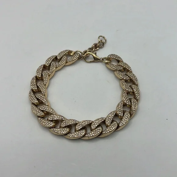 Men Cuban chain bracelet gold with rhinestones