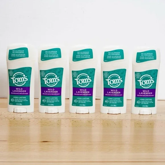 5 Tom's of Maine Deodorant Wild Lavender Scent 2.25 oz 0% Aluminium