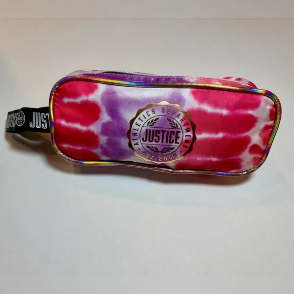 Justice tie dye pencil case pink and purple