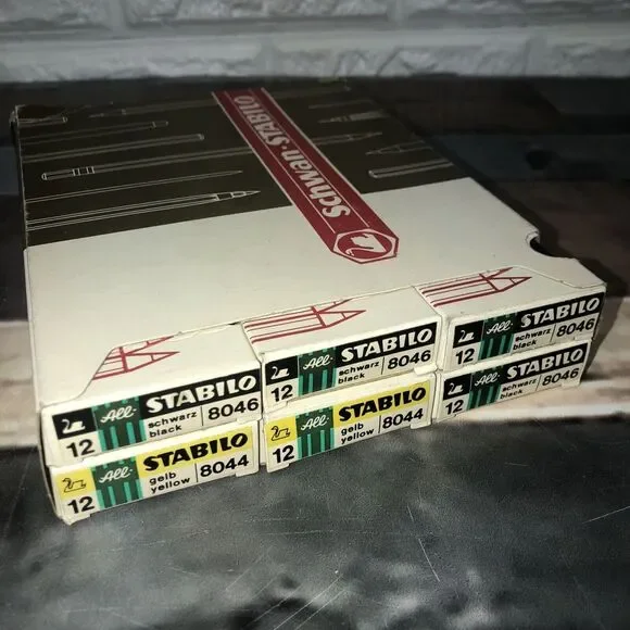 Vtg Lot of 6 Box (72) Schwan STABILO 8044 8046 New Yellow & Black Pencils‎