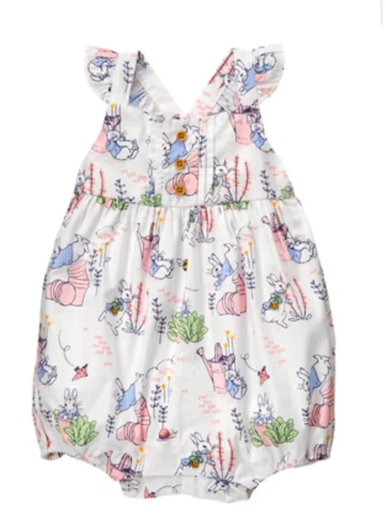Gymboree Peter Rabbit Print Romper Sz 12-18 Mo