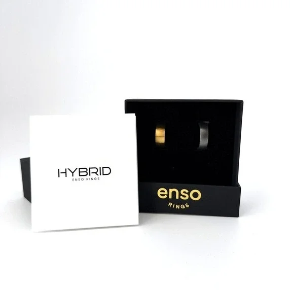 Enso Hybrid Silicone Rings Set Size 8 Gold and Slate Grey Metallic Mens Band NEW