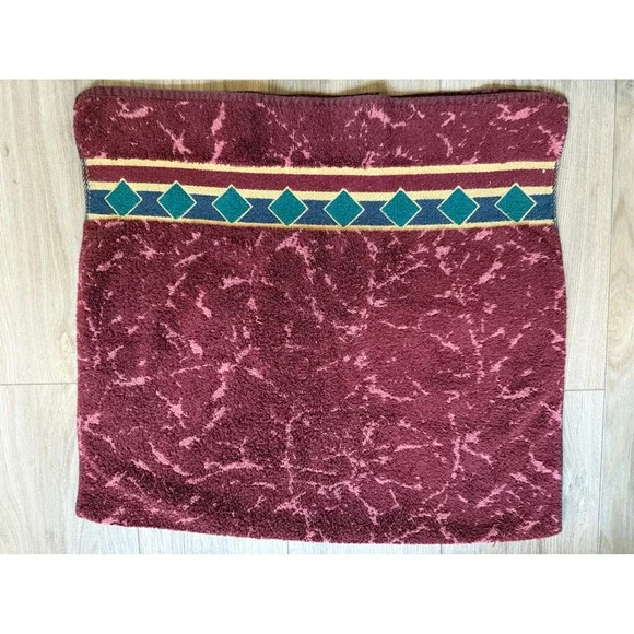 Springs Bath Fashions Vintage Southwestern Bath Towel Burgundy Cotton USA Made
