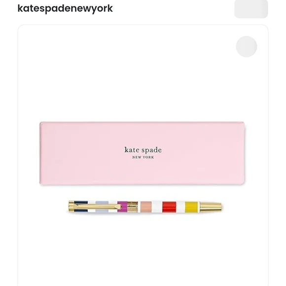 kate spade Multicolor Striped Ballpoint Pen with Pink Case