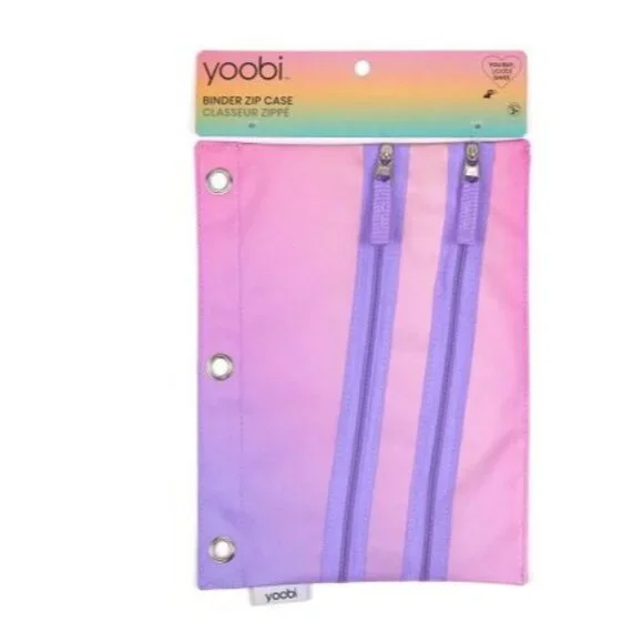 Yoobi Double Zip Binder Pencil Case Purple Ombre