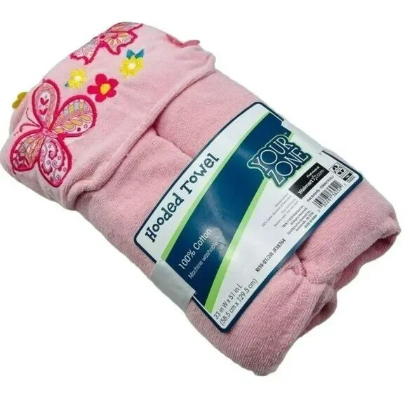 Your Zone Kid's Bath Hooded Towel Decorated Cotton Pink 23