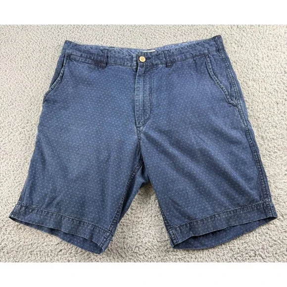 Faherty Island Life Shorts Mens 32 Blue Geometric Faded 100% Cotton Chino