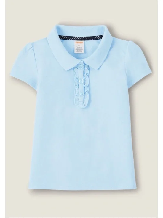 Gymboree Playproof Uniform Collection blue Ruffle Polo girls sz 10 stain resist