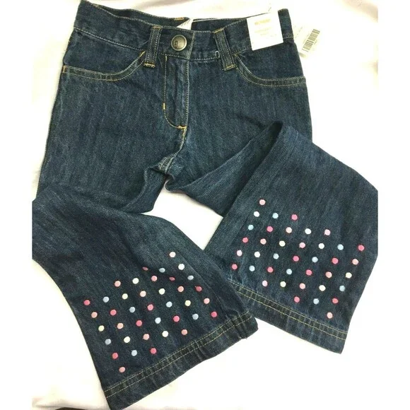 Gymboree Blue Jeans Pink Blue White Polka Dots Girl's Size 4 NWT Free Shipping