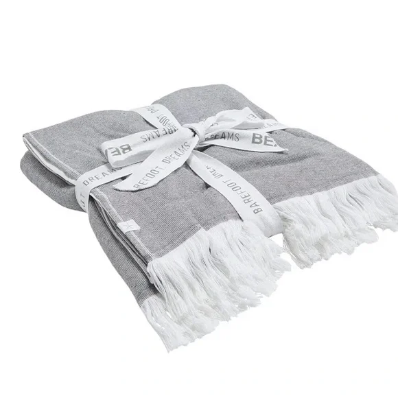 Barefoot Dreams® Color Block Organic Cotton Oversized Towel Carbon-White 39