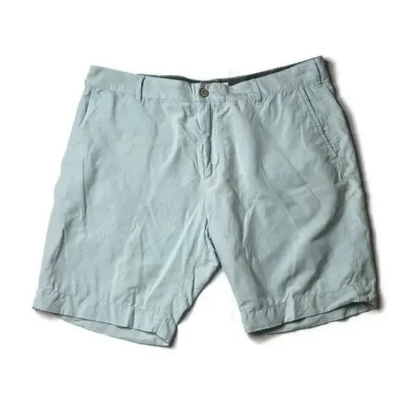 Faherty Mens Malibu Shorts Linen Blend Walking Golf Chino Shorts Light Blue 36