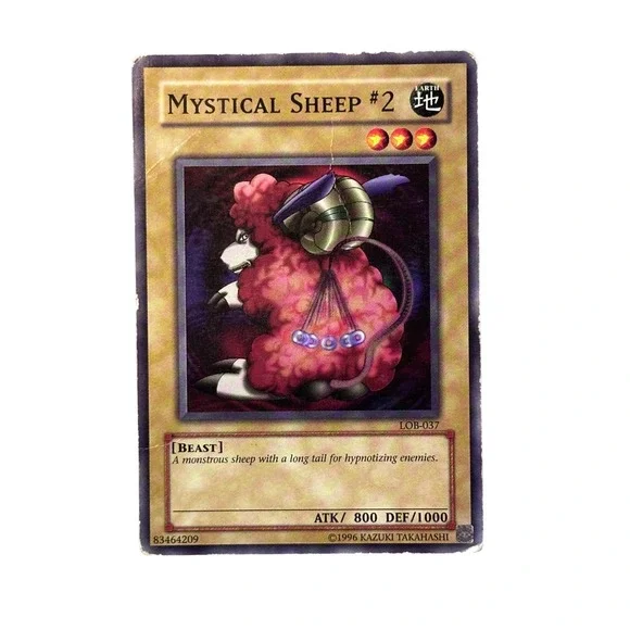 Yu-Gi-Oh! Trading Card Mystical Sheep #2 LOB-037 Rare Vintage Beast Earth