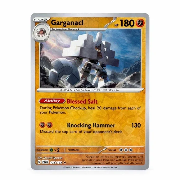 Pokemon Garganacl 123/193 Holo Rare Scarlet Violet Card NM