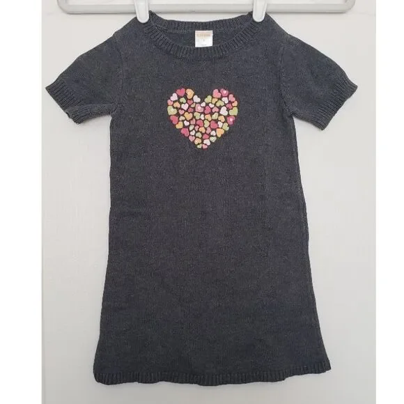 Gymboree Embroidered Hearts Sweater Dress Size 4 Fairycore Sweet Cottagcore Knit