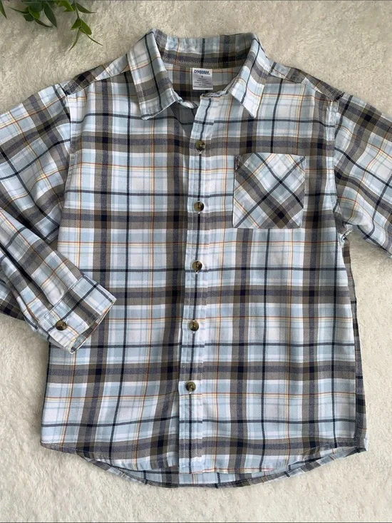 Gymboree Light Blue Plaid Button Down Shirt 6 EUC