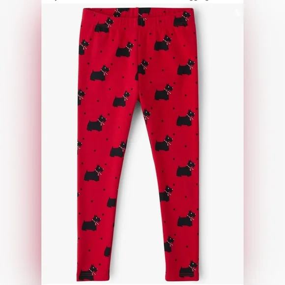 Gymboree Leggings Red Terrier Dog Black Stretch Cotton Size 12-18mo NEW